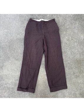 Vintage 40s 50s 60s Handmade Pinstripe Wide Leg Trousers Womens 30W 28L Cuffed